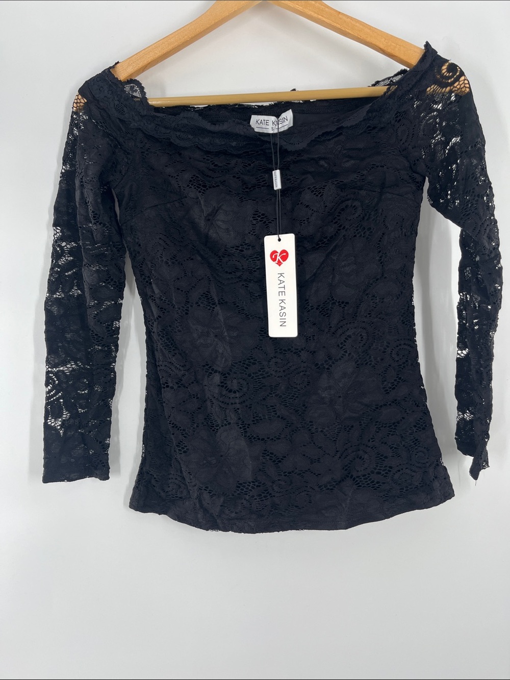 Kate Kasin Black Off the Shoulder Long Sleeve Top Size S NWT